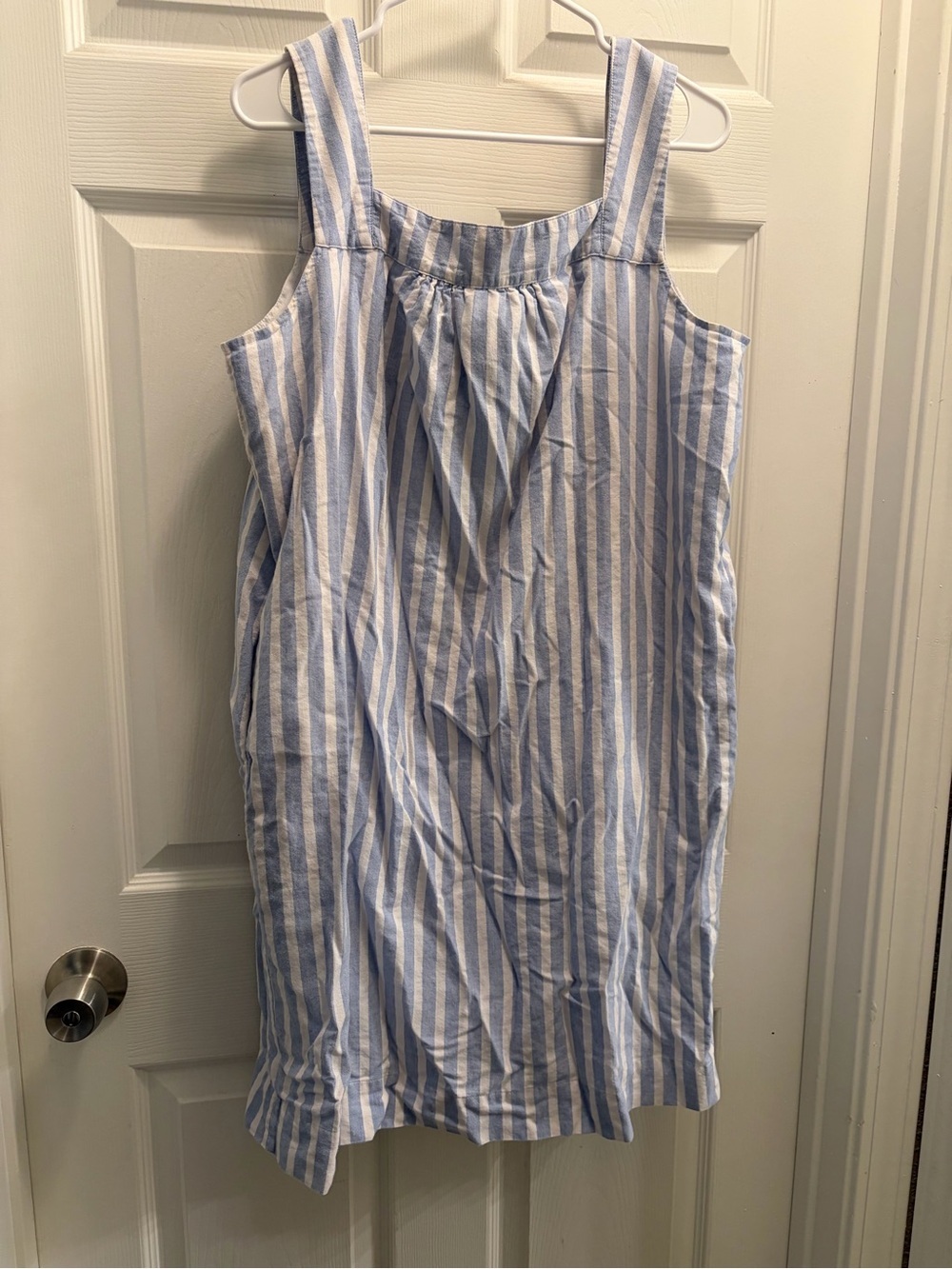 Joules Darcie Blue White Stripe Linen Blend Shift Dress Pockets US 14 UK 18